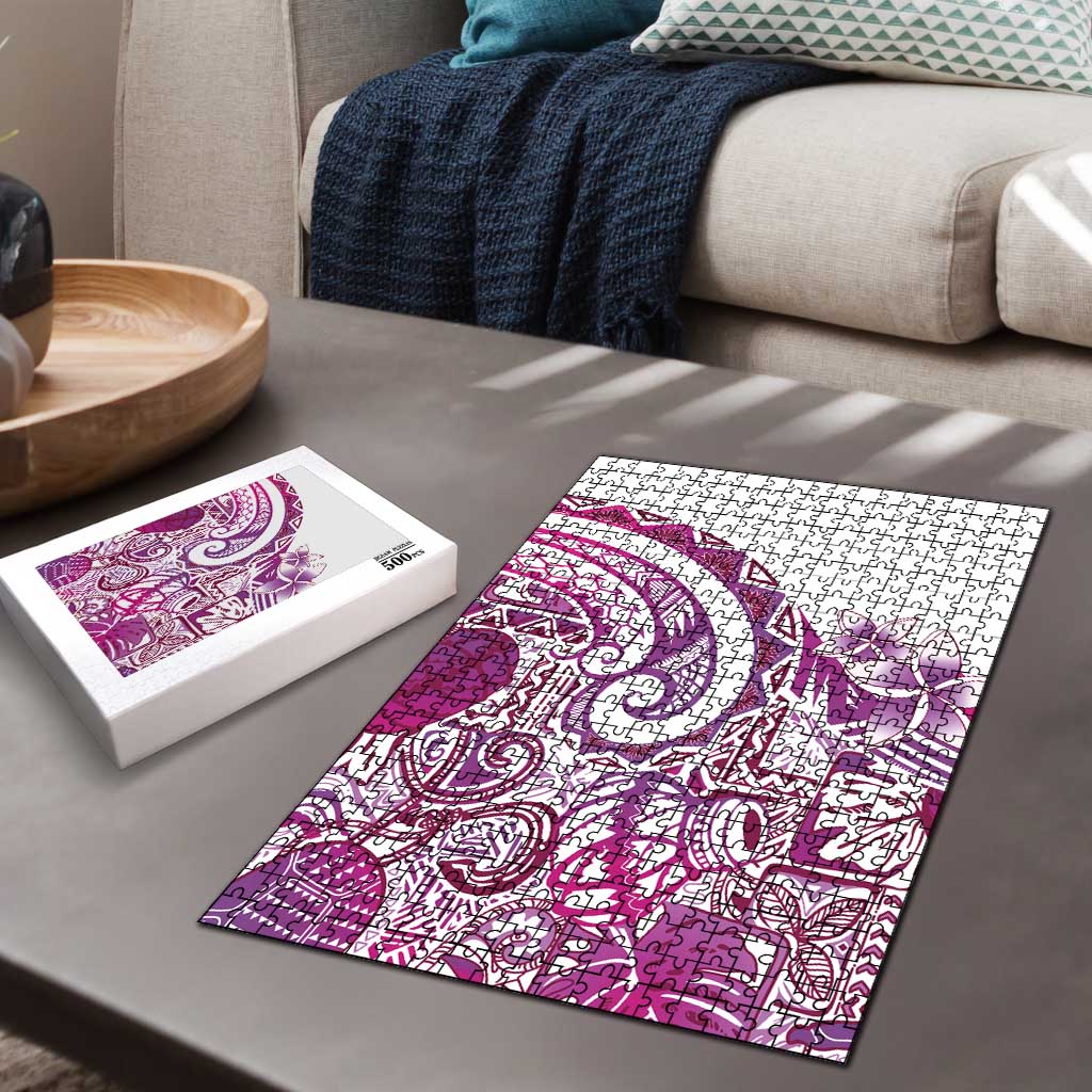 Aloha Hawaii Tapa Puzzle Vibrant Fuchsia Hawaiian Ipu - Polynesian Pride