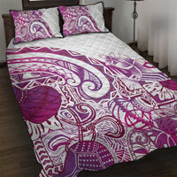 Aloha Hawaii Tapa Quilt Bed Set Vibrant Fuchsia Hawaiian Ipu - Polynesian Pride