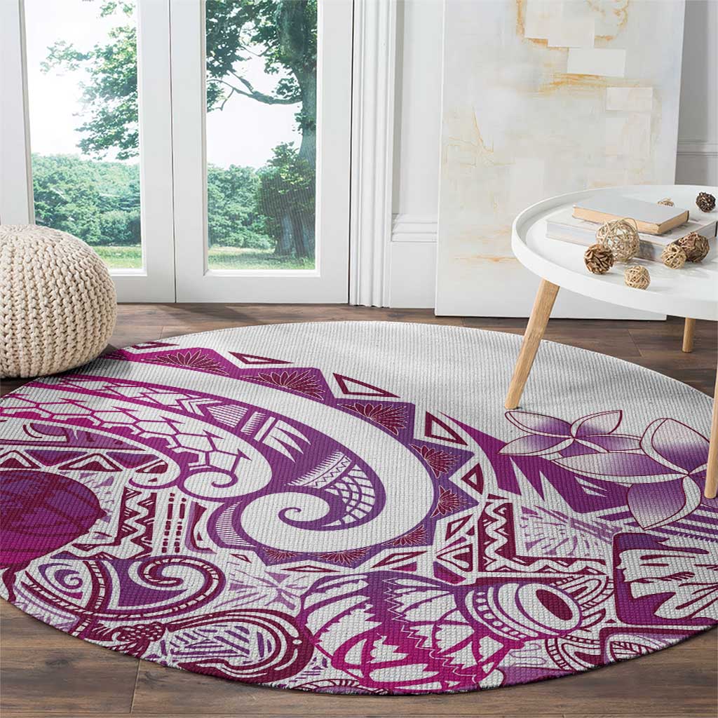 Aloha Hawaii Tapa Round Carpet Vibrant Fuchsia Hawaiian Ipu - Polynesian Pride