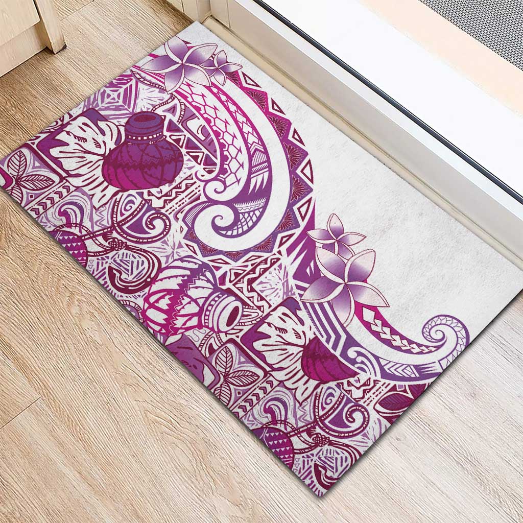 Aloha Hawaii Tapa Rubber Doormat Vibrant Fuchsia Hawaiian Ipu LT7 - Polynesian Pride