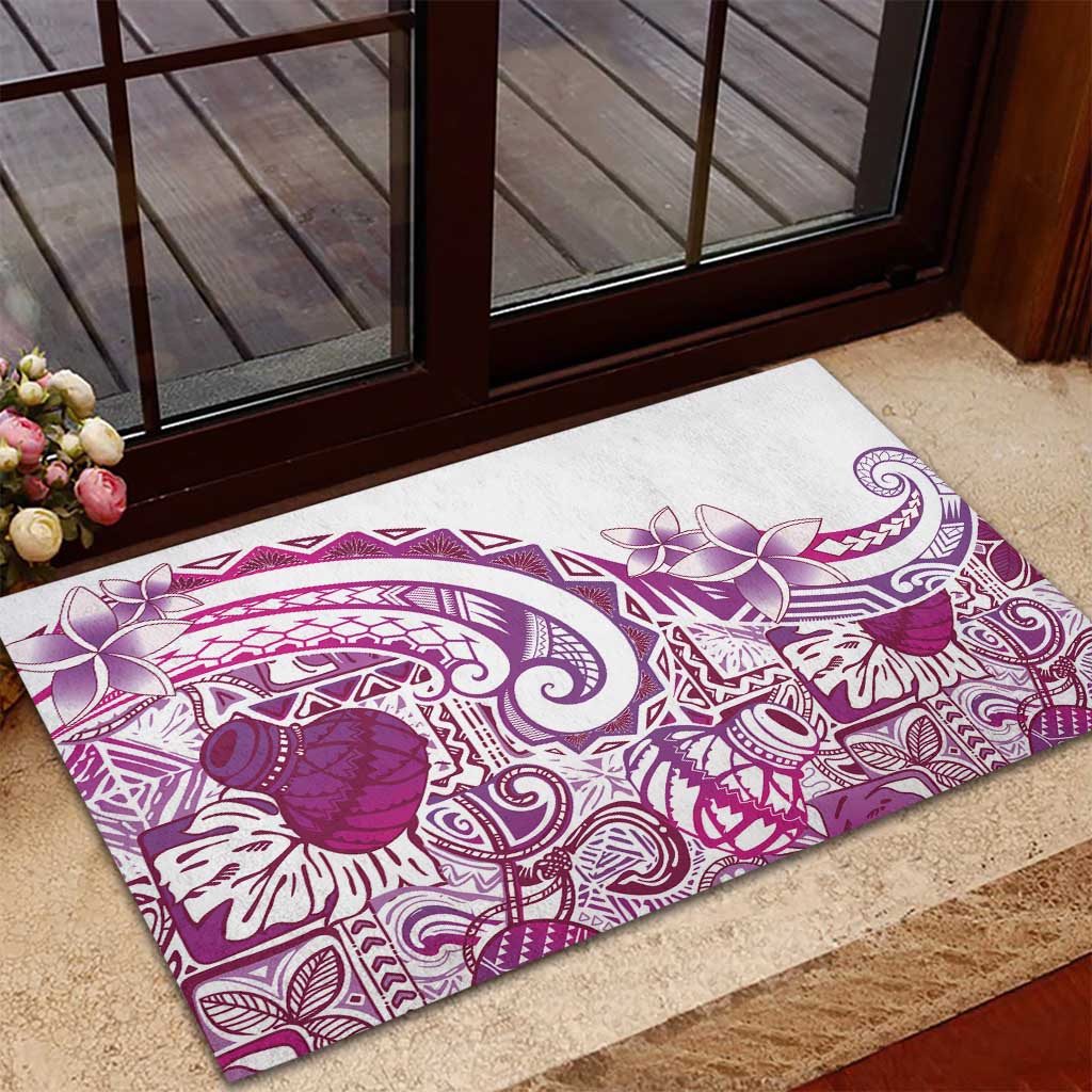 Aloha Hawaii Tapa Rubber Doormat Vibrant Fuchsia Hawaiian Ipu LT7 - Polynesian Pride