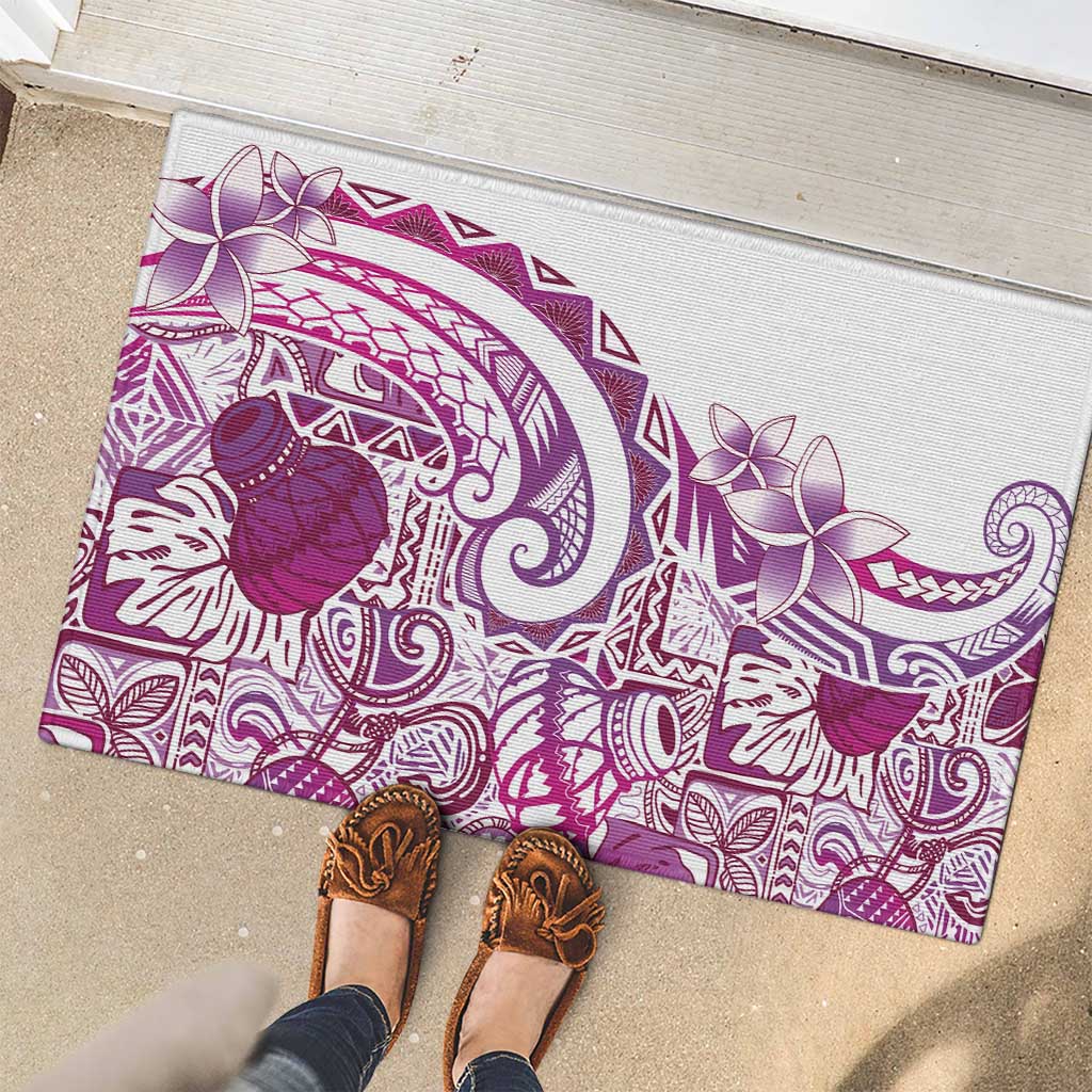 Aloha Hawaii Tapa Rubber Doormat Vibrant Fuchsia Hawaiian Ipu LT7 - Polynesian Pride