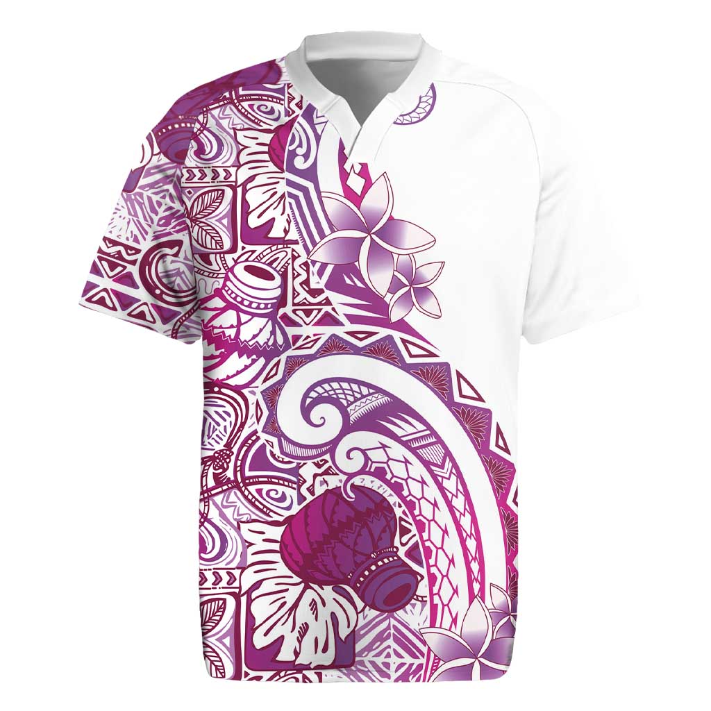 Aloha Hawaii Tapa Rugby Jersey Vibrant Fuchsia Hawaiian Ipu LT7 Fuchsia - Polynesian Pride