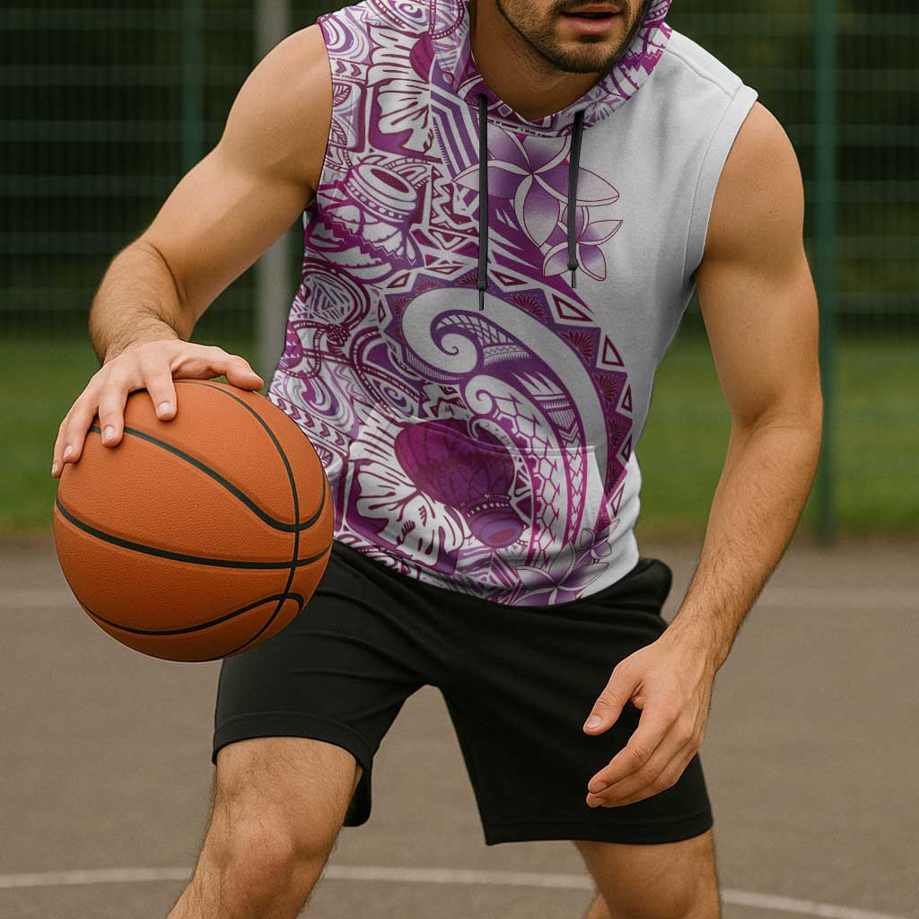 Aloha Hawaii Tapa Sleeveless Hoodie Vibrant Fuchsia Hawaiian Ipu - Polynesian Pride