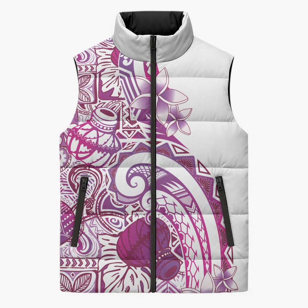 Aloha Hawaii Tapa Sleeveless Puffer Jacket Vibrant Fuchsia Hawaiian Ipu - Polynesian Pride