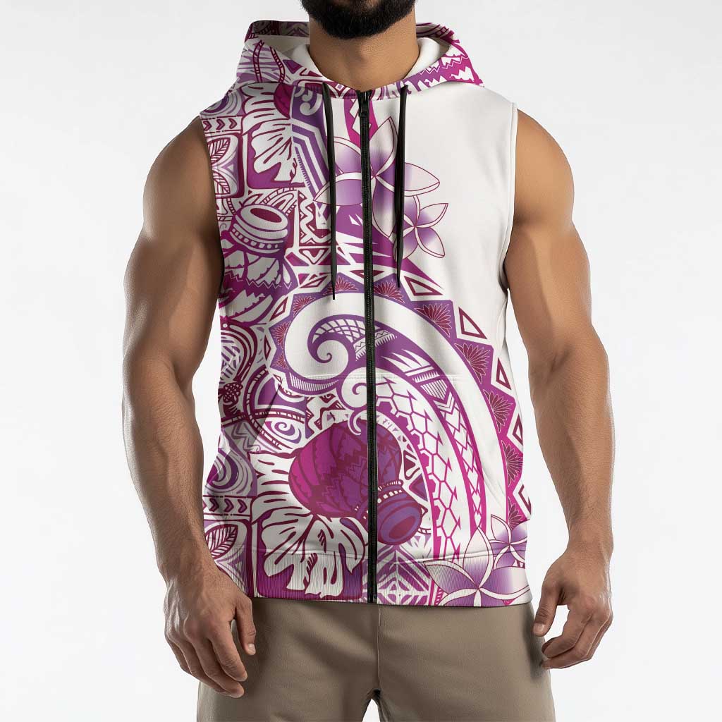 Aloha Hawaii Tapa Sleeveless Zip Hoodie Vibrant Fuchsia Hawaiian Ipu LT7 - Polynesian Pride
