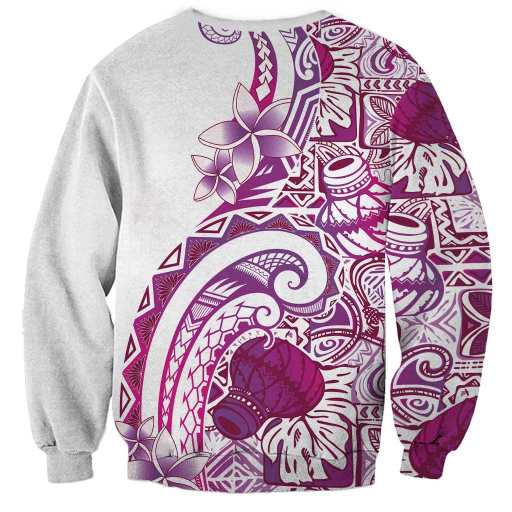 Aloha Hawaii Tapa Sweatshirt Vibrant Fuchsia Hawaiian Ipu LT7 - Polynesian Pride
