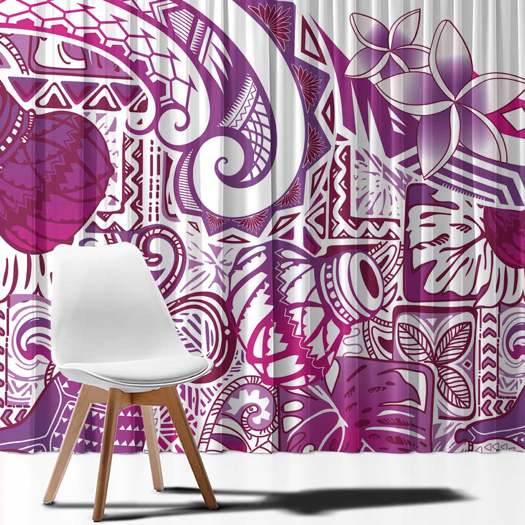 Aloha Hawaii Tapa Window Curtain Vibrant Fuchsia Hawaiian Ipu - Polynesian Pride