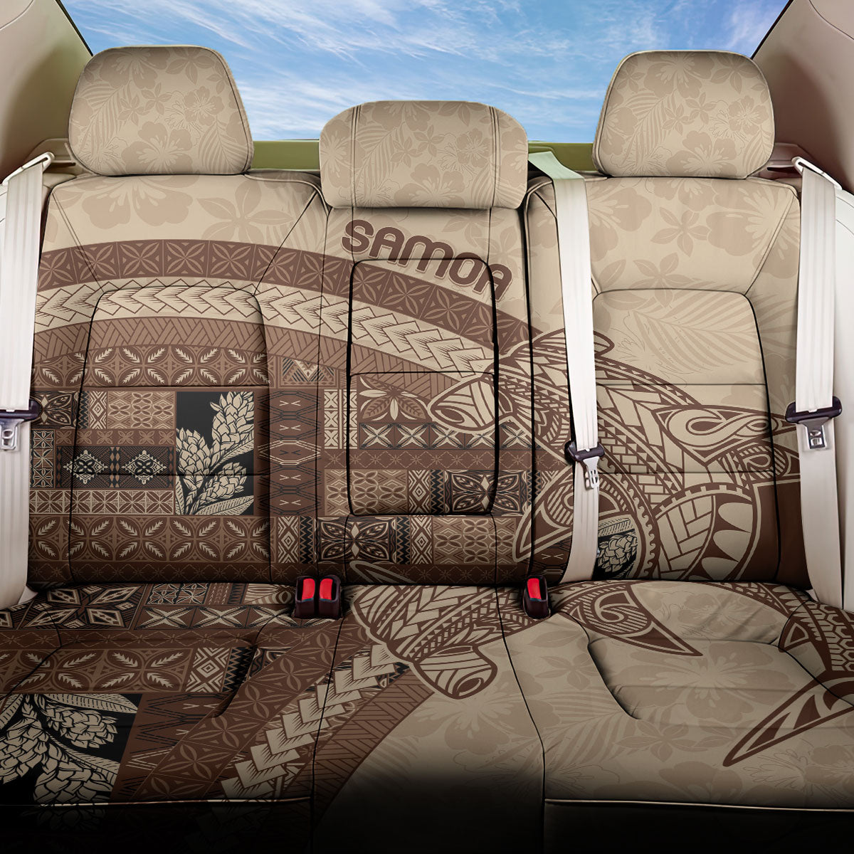 Samoa Mamanu Siapo Mocha Back Car Seat Cover Tatau Malie
