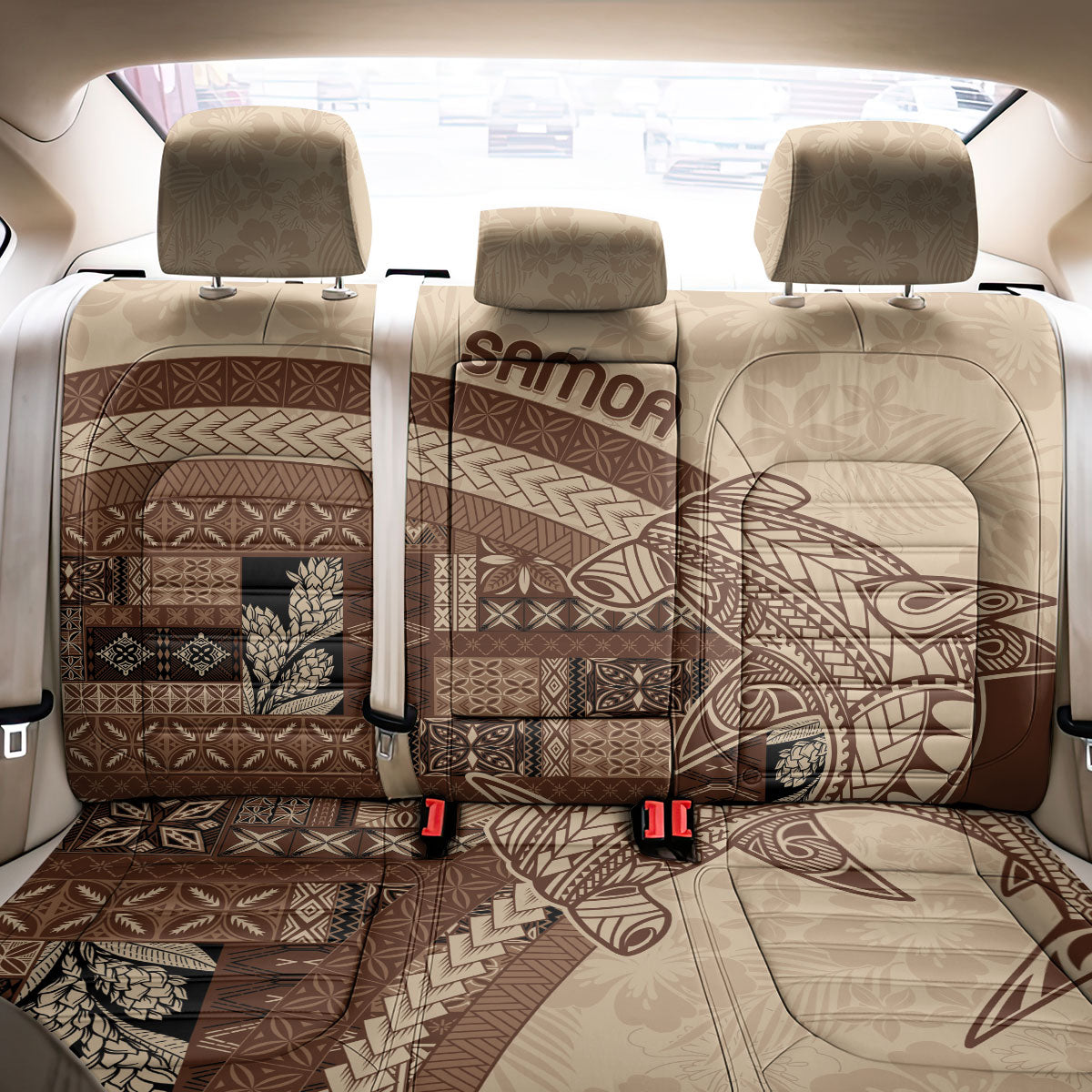 Samoa Mamanu Siapo Mocha Back Car Seat Cover Tatau Malie