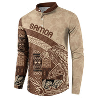 Samoa Mamanu Siapo Mocha Button Sweatshirt Tatau Malie