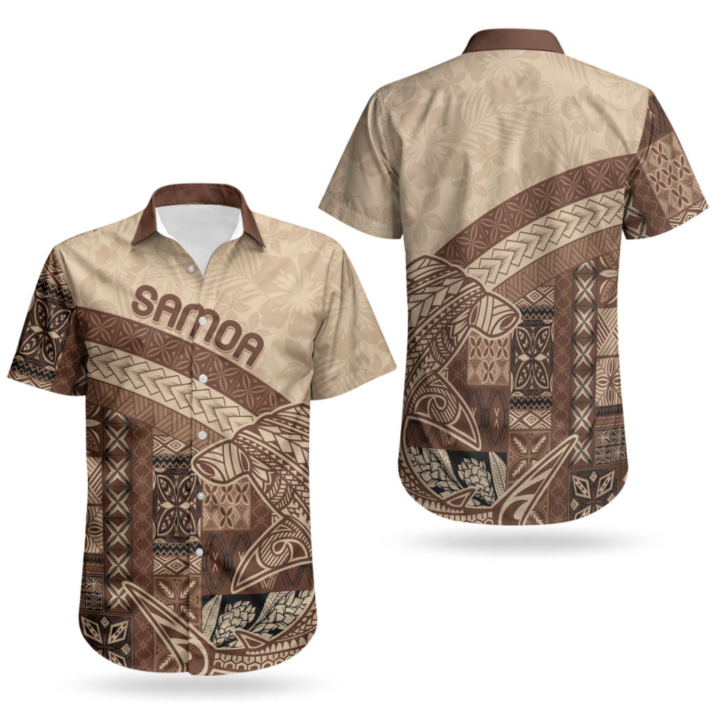 Samoa Mamanu Siapo Mocha Couples Matching Tank Maxi Dress and Hawaiian Shirt Tatau Malie