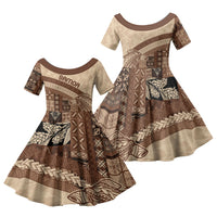 Samoa Mamanu Siapo Mocha Family Matching Mermaid Dress and Hawaiian Shirt Tatau Malie