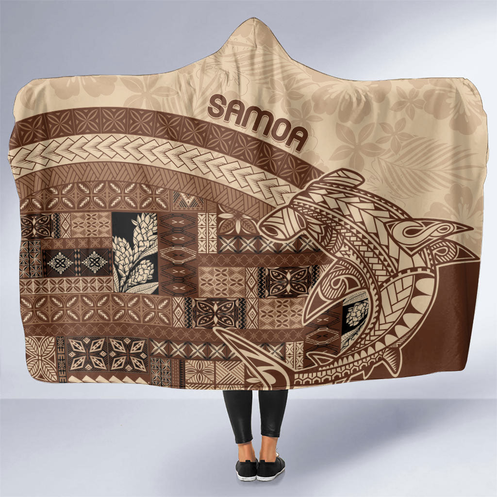 Samoa Mamanu Siapo Mocha Hooded Blanket Tatau Malie