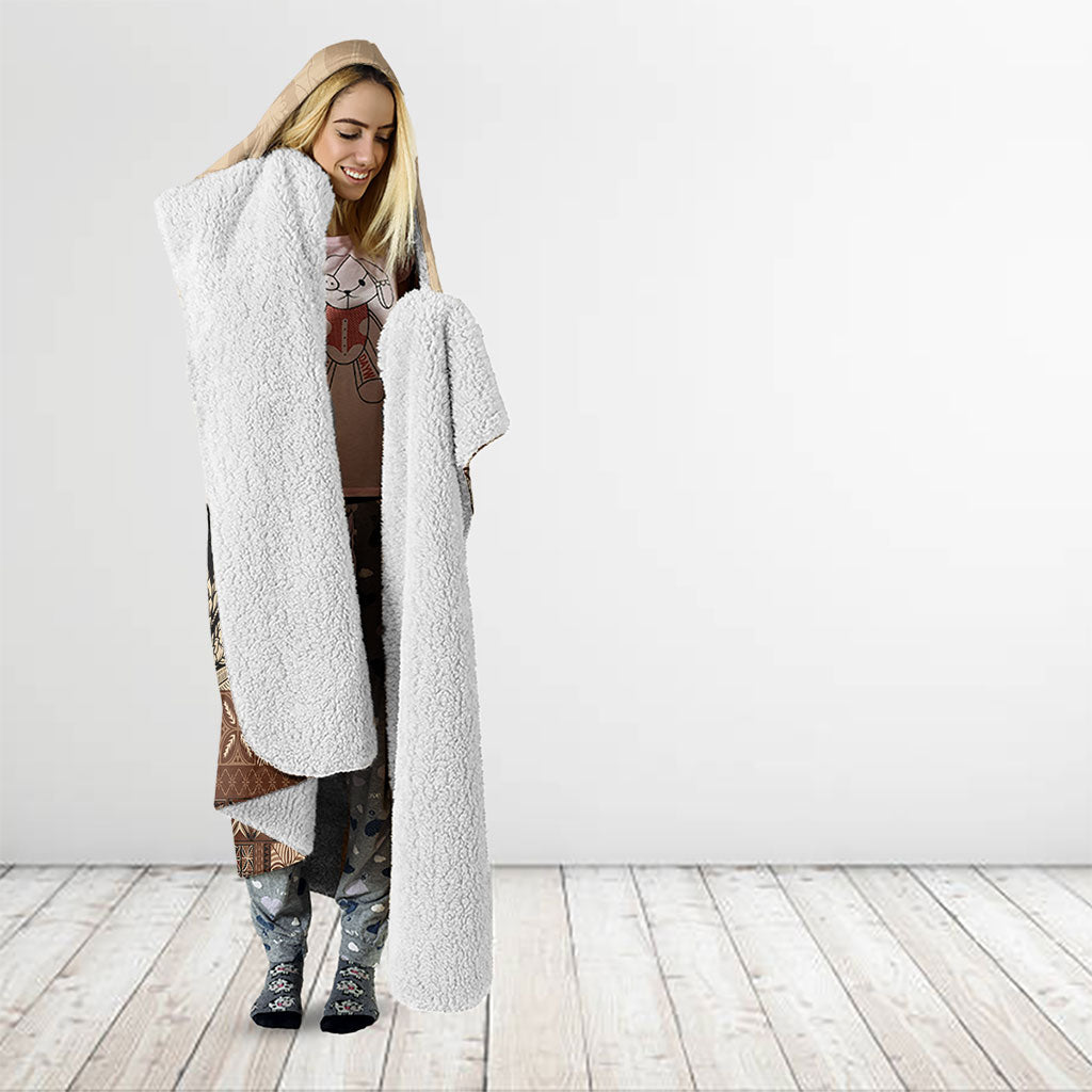 Samoa Mamanu Siapo Mocha Hooded Blanket Tatau Malie
