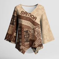 Samoa Mamanu Siapo Mocha Kimono Sleeve Blouse Tatau Malie