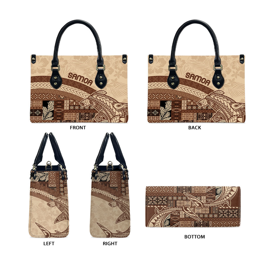 Samoa Mamanu Siapo Mocha Leather Bag Tatau Malie