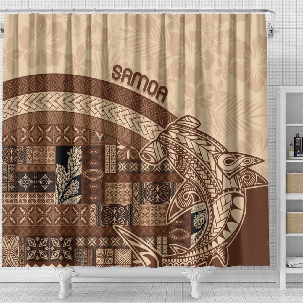 Samoa Mamanu Siapo Mocha Shower Curtain Tatau Malie