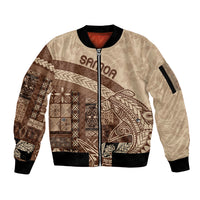 Samoa Mamanu Siapo Mocha Sleeve Zip Bomber Jacket Tatau Malie