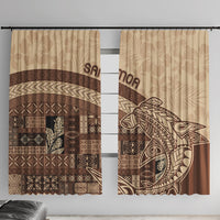 Samoa Mamanu Siapo Mocha Window Curtain Tatau Malie