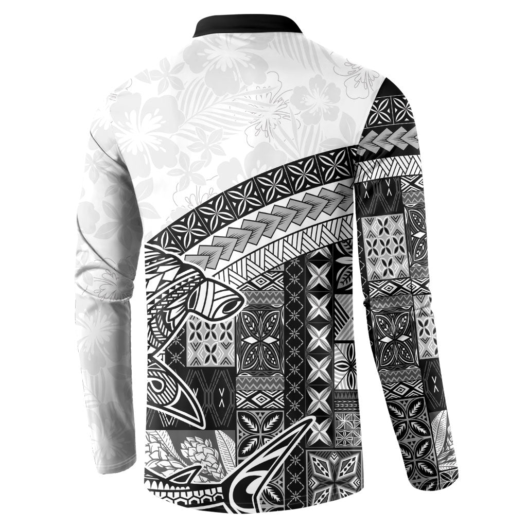 Samoa Mamanu Siapo Classic Black Button Sweatshirt Tatau Malie