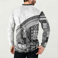 Samoa Mamanu Siapo Classic Black Button Sweatshirt Tatau Malie