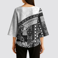 Samoa Mamanu Siapo Classic Black Kimono Sleeve Blouse Tatau Malie