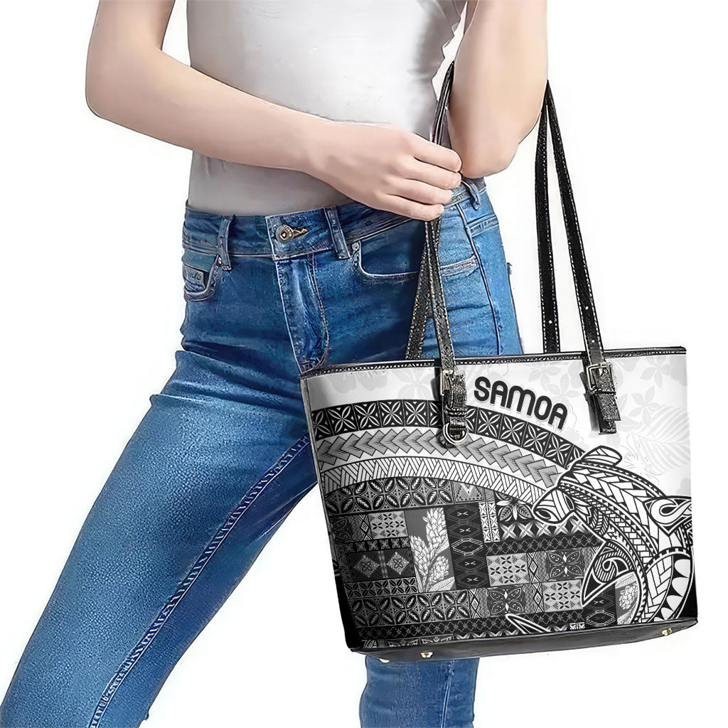 Samoa Mamanu Siapo Classic Black Leather Tote Bag Tatau Malie