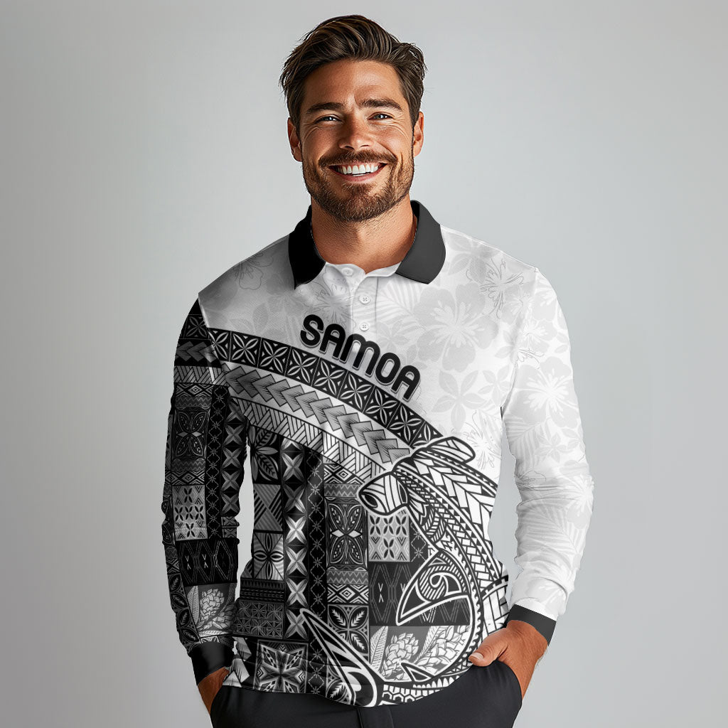 Samoa Mamanu Siapo Classic Black Long Sleeve Polo Shirt Tatau Malie