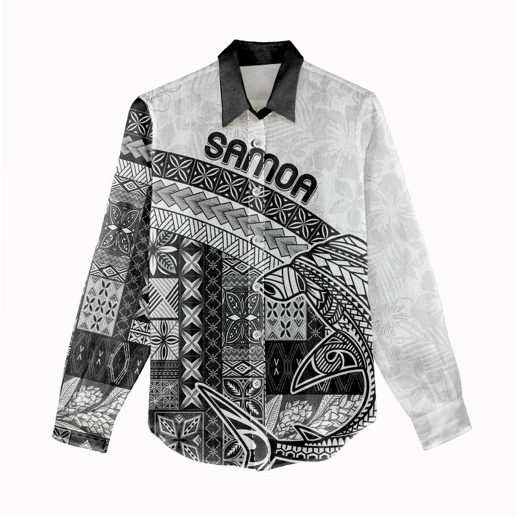 Samoa Mamanu Siapo Classic Black Women Casual Shirt Tatau Malie