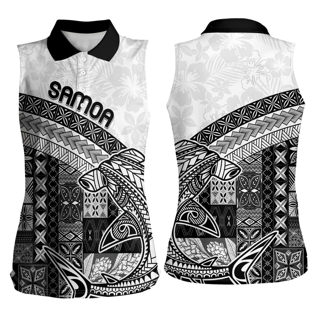 Samoa Mamanu Siapo Classic Black Women Sleeveless Polo Shirt Tatau Malie