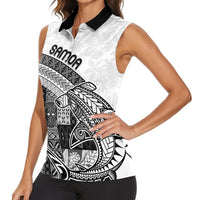 Samoa Mamanu Siapo Classic Black Women Sleeveless Polo Shirt Tatau Malie