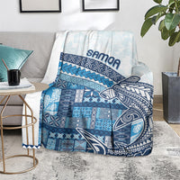 Samoa Mamanu Siapo Royal Blue Blanket Tatau Malie