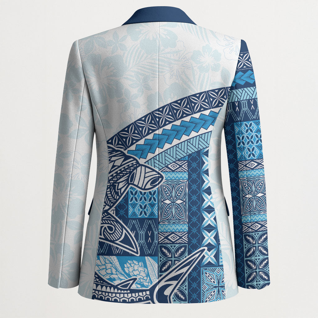 Samoa Mamanu Siapo Royal Blue Blazer Tatau Malie