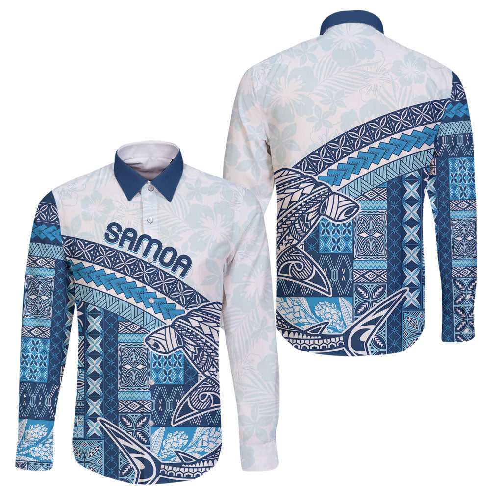 Samoa Mamanu Siapo Royal Blue Family Matching Off Shoulder Short Dress and Hawaiian Shirt Tatau Malie