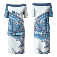 Samoa Mamanu Siapo Royal Blue Family Matching Puletasi and Hawaiian Shirt Tatau Malie