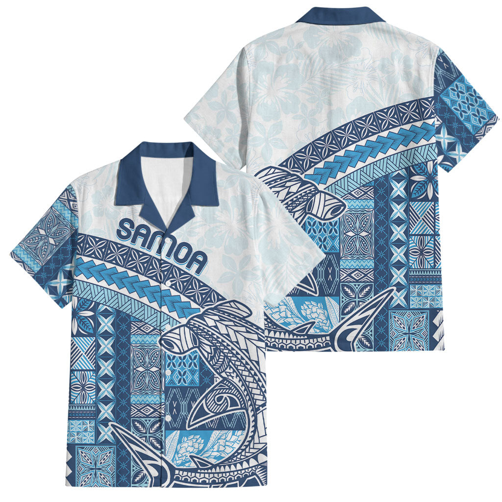 Samoa Mamanu Siapo Royal Blue Family Matching Tank Maxi Dress and Hawaiian Shirt Tatau Malie