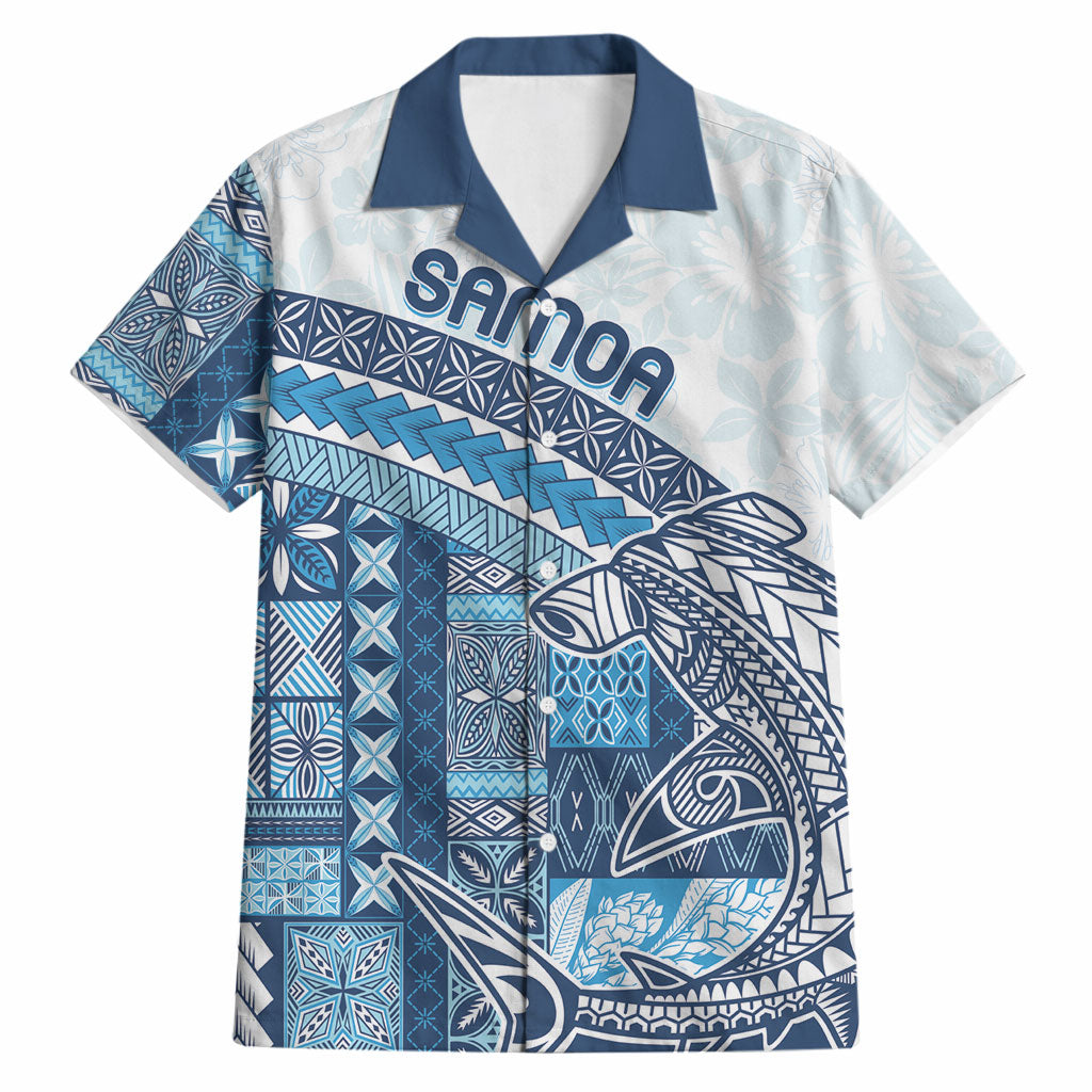Samoa Mamanu Siapo Royal Blue Hawaiian Shirt Tatau Malie