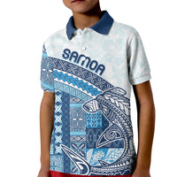 Samoa Mamanu Siapo Royal Blue Kid Polo Shirt Tatau Malie