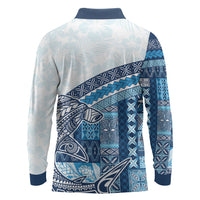 Samoa Mamanu Siapo Royal Blue Long Sleeve Polo Shirt Tatau Malie
