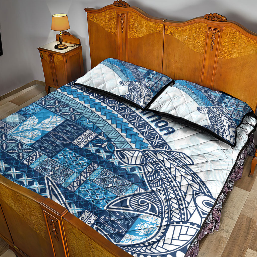 Samoa Mamanu Siapo Royal Blue Quilt Bed Set Tatau Malie