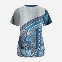 Samoa Mamanu Siapo Royal Blue Scrub Top Tatau Malie