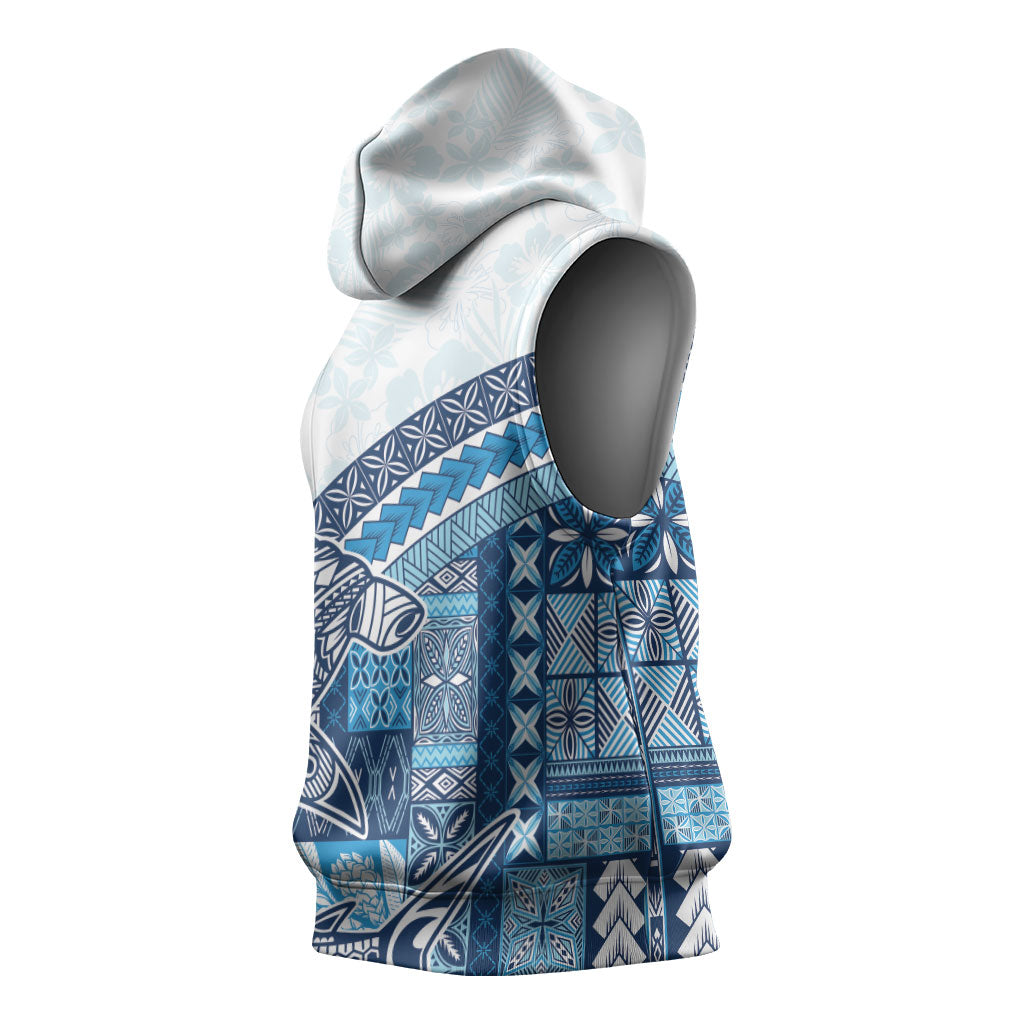 Samoa Mamanu Siapo Royal Blue Sleeveless Hoodie Tatau Malie