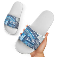 Samoa Mamanu Siapo Royal Blue Slide Sandals Tatau Malie