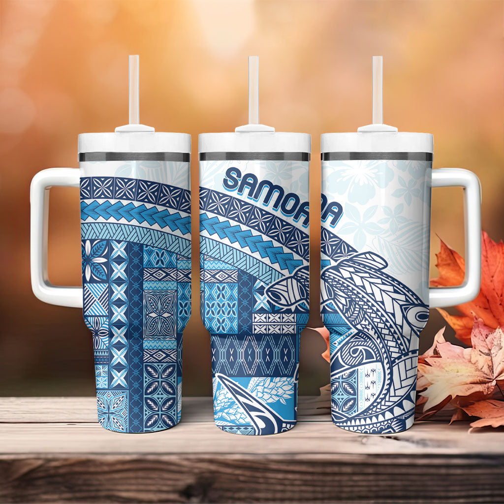 Samoa Mamanu Siapo Royal Blue Tumbler With Handle Tatau Malie
