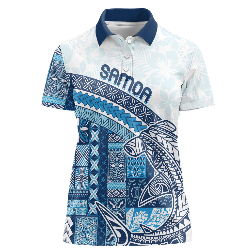 Samoa Mamanu Siapo Royal Blue Women Polo Shirt Tatau Malie