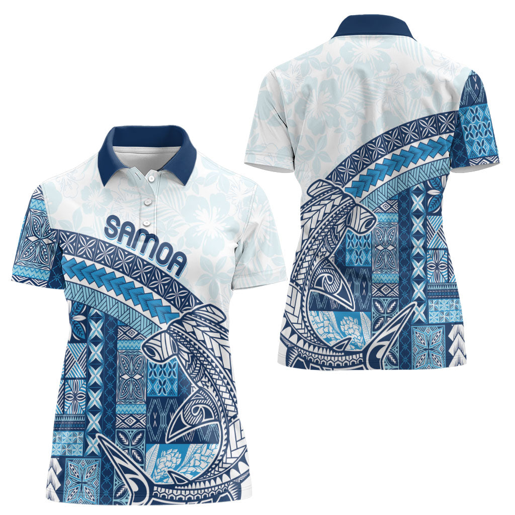 Samoa Mamanu Siapo Royal Blue Women Polo Shirt Tatau Malie