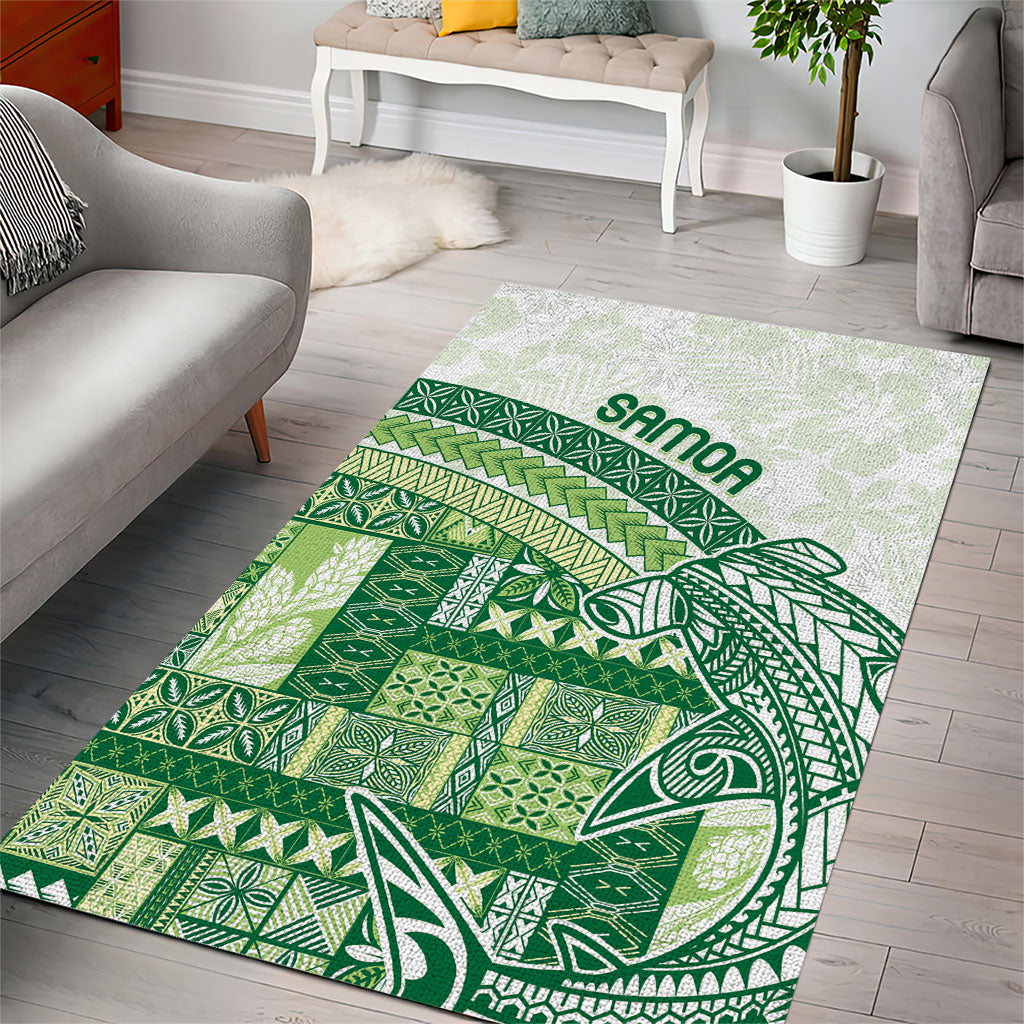 Samoa Mamanu Siapo Forest Green Area Rug Tatau Malie