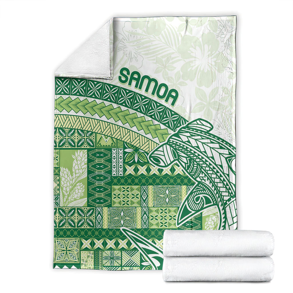 Samoa Mamanu Siapo Forest Green Blanket Tatau Malie