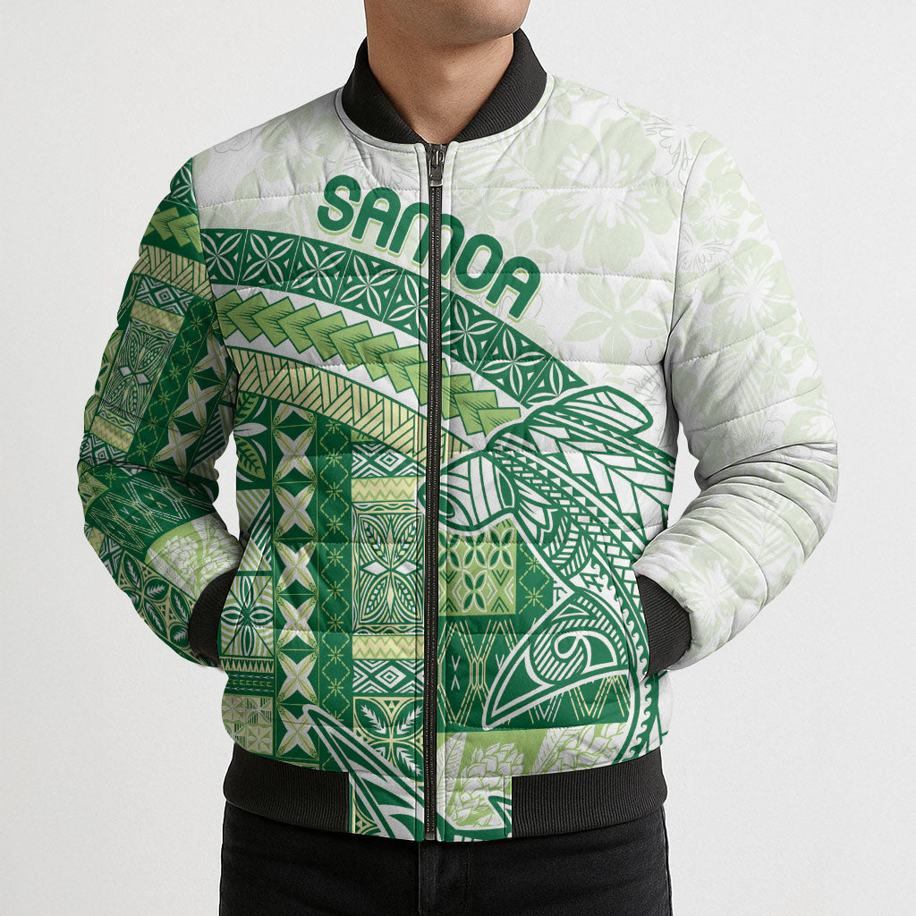 Samoa Mamanu Siapo Forest Green Bomber Puffer Jacket Tatau Malie